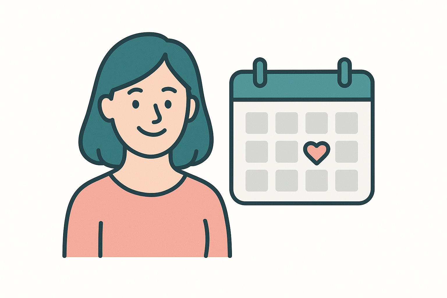 Kobieta z kalendarzem - ilustracja